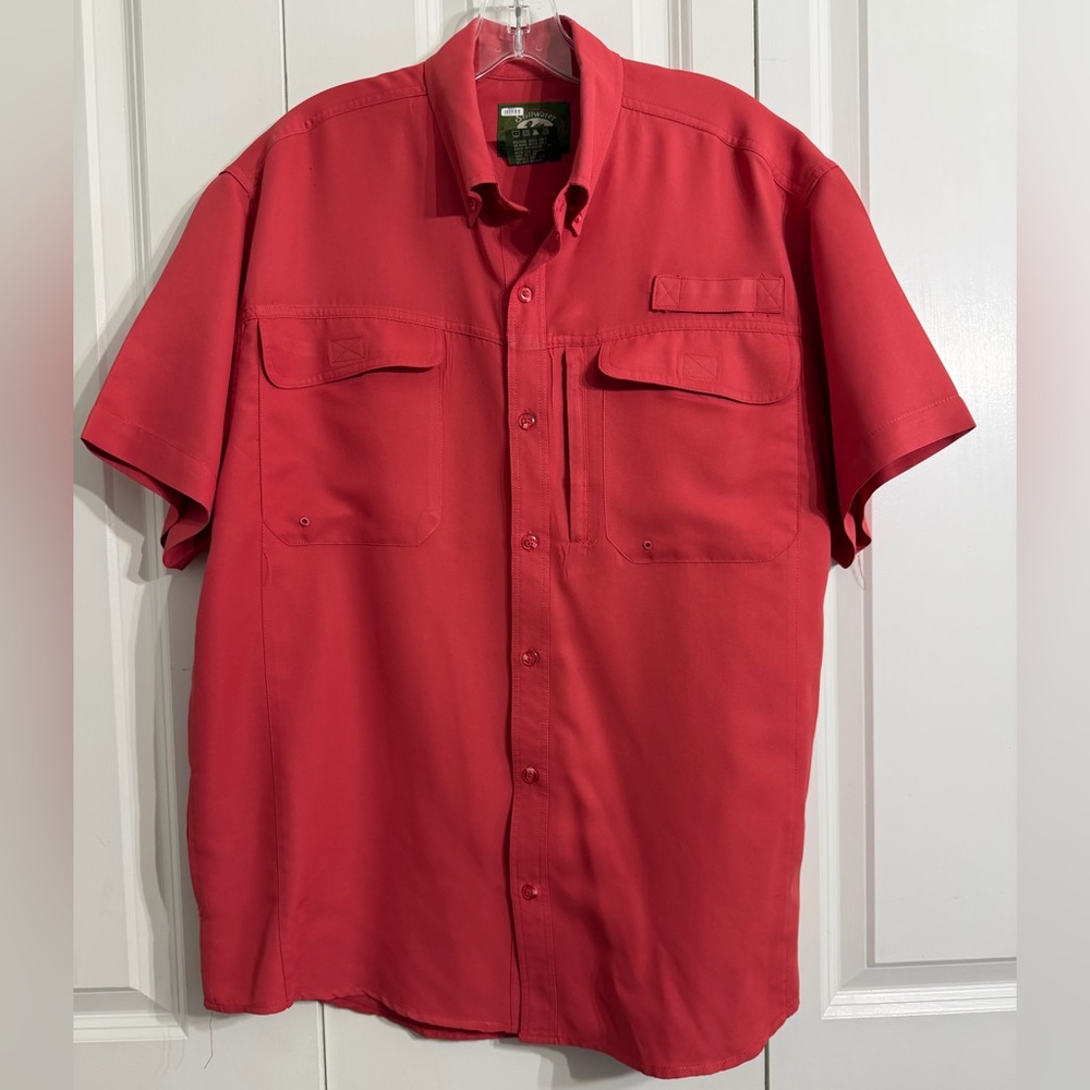 Stillwater Supply Co. Men's Button-Down Short Sleeve Shirt - Red Salmon Size M